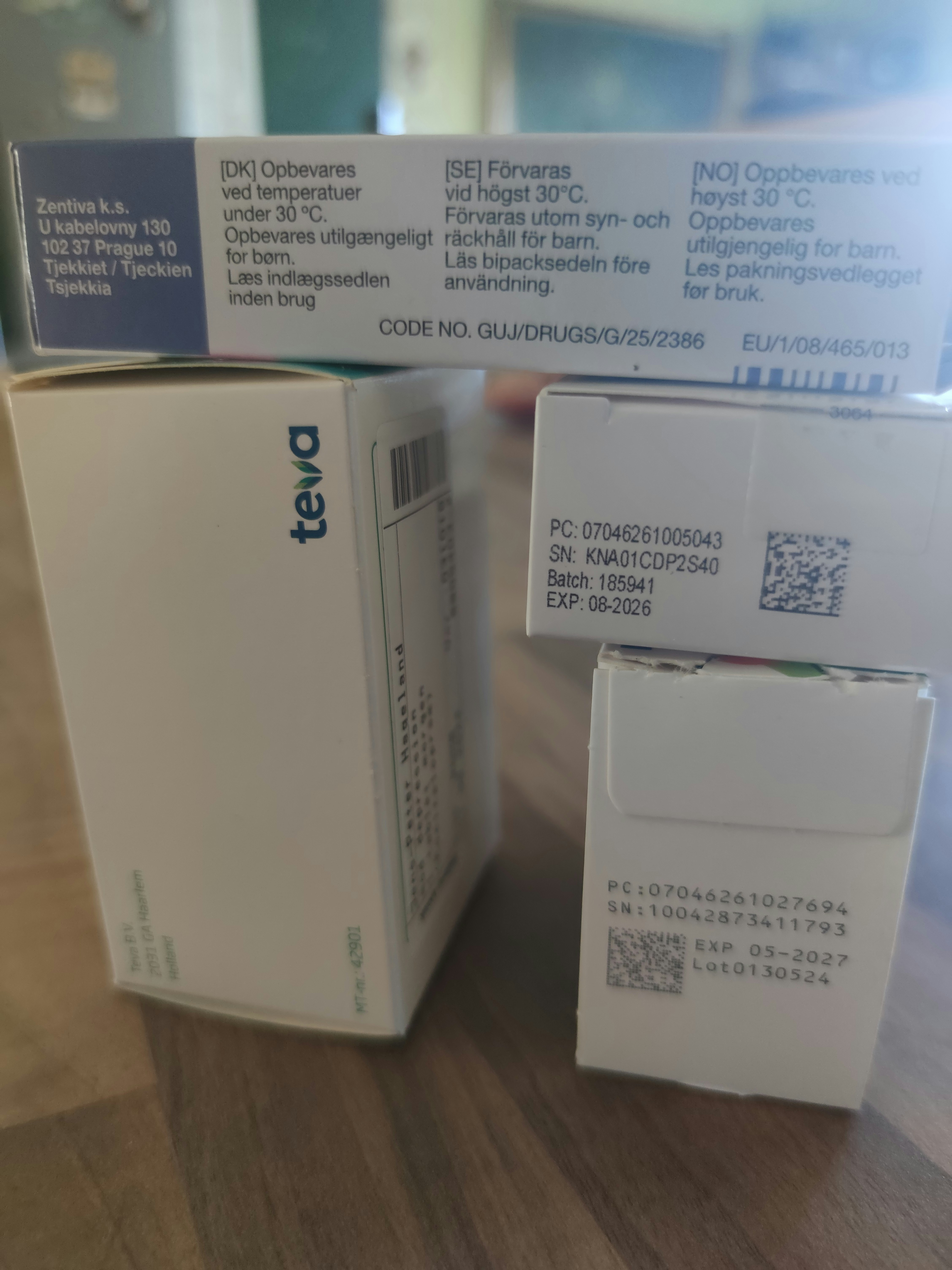 Non-compliant pharmaceutical packaging design showing inadequate labeling, missing regulatory information, and poor multilingual typography