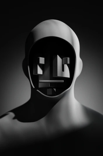 A black and white photo of a man's face