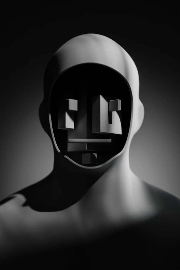 A black and white photo of a man's face