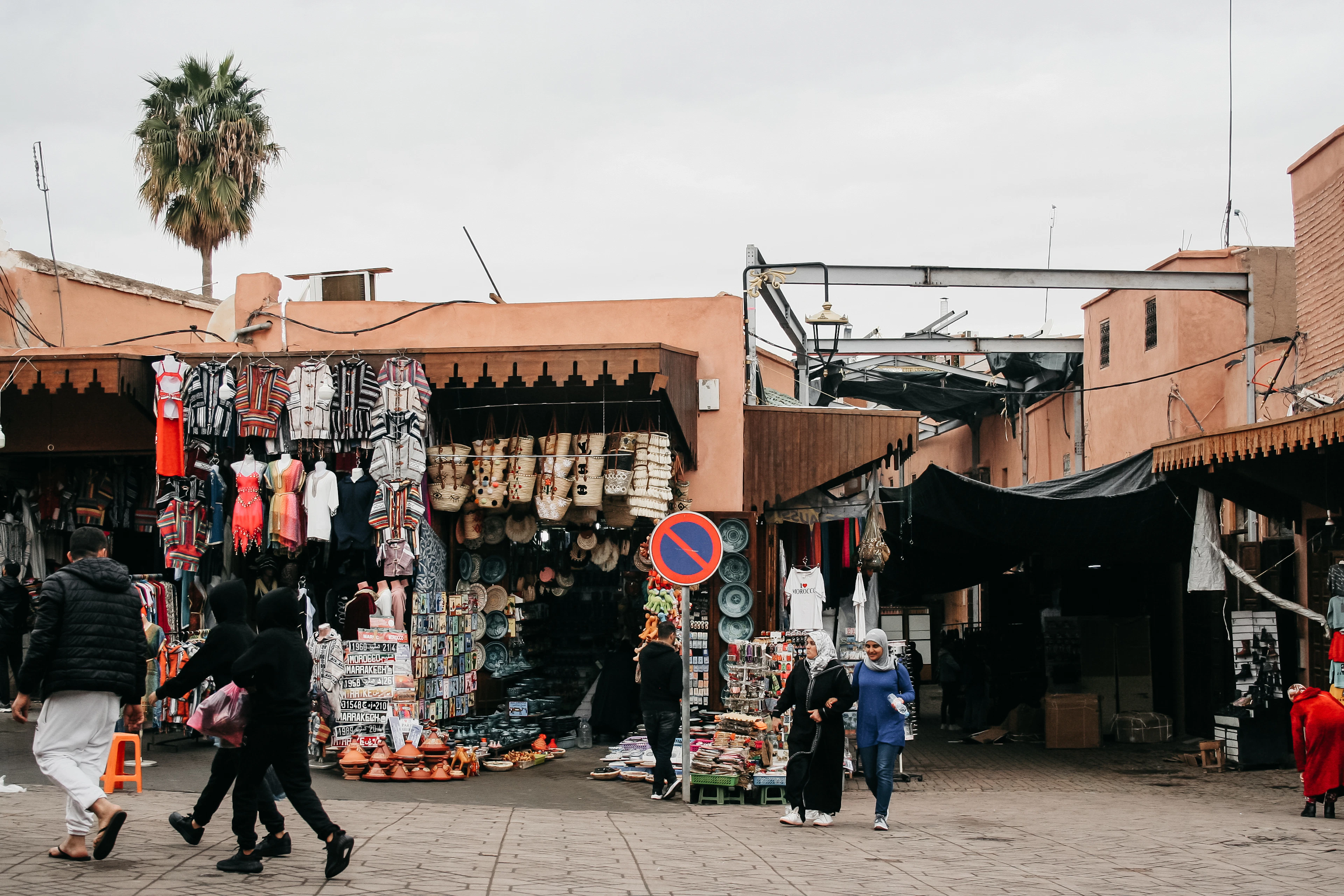 People moving through a Marrakech market