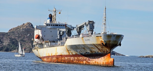 A large ship in the middle of a body of water
