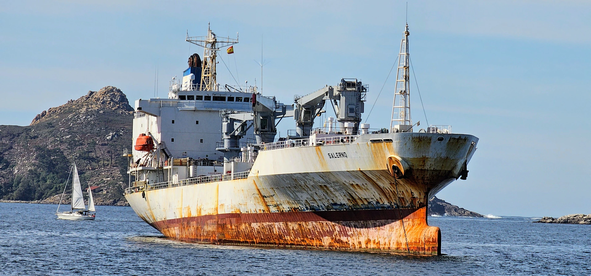 A large ship in the middle of a body of water