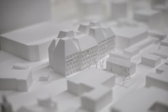 A close up of a model of a city