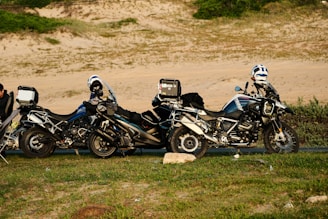 A group of motorcycles parked next to each other