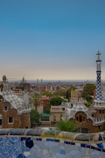 A view of a city from a rooftop of a building
