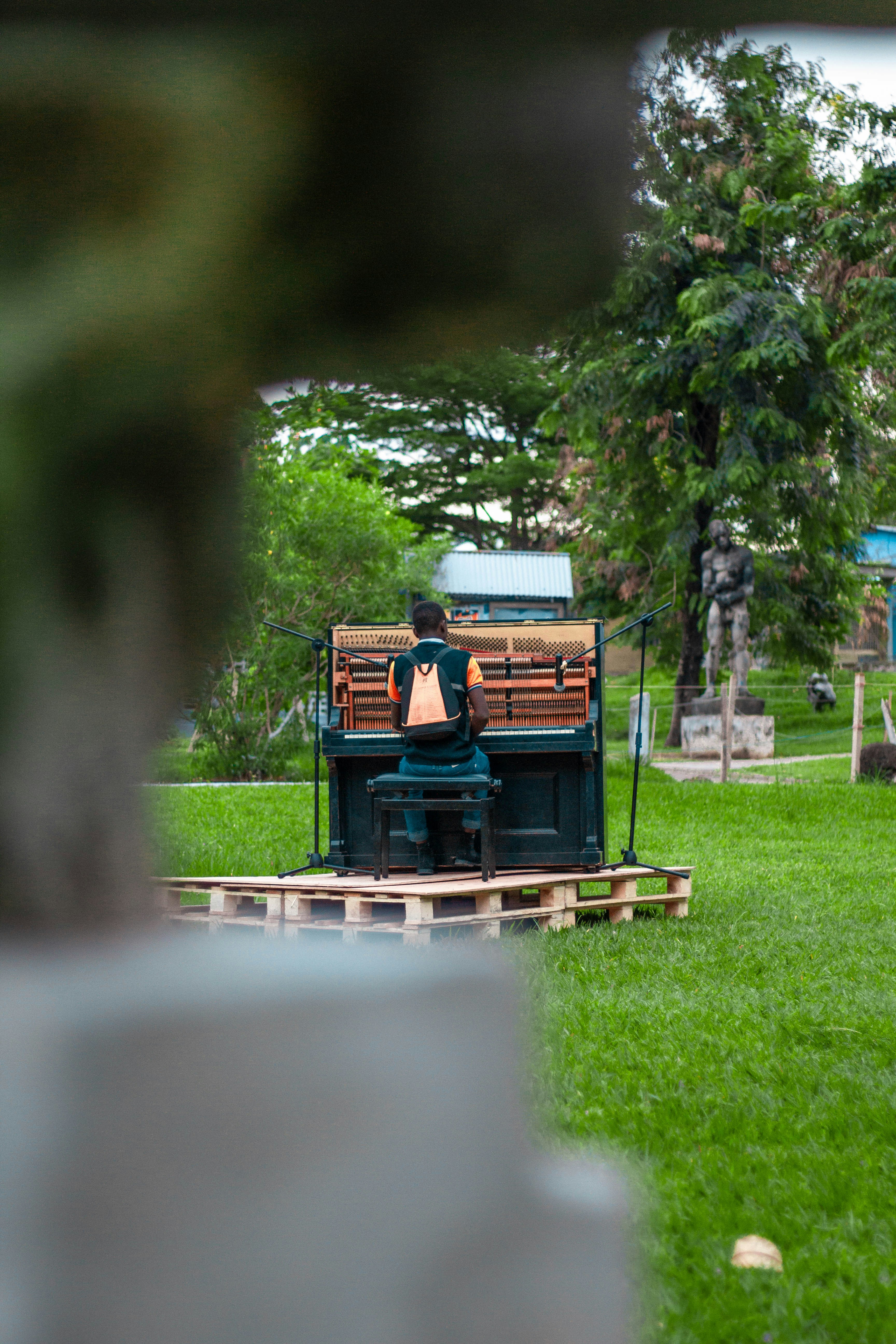 A person sitting on a bench in a park photo – Free Kinshasa Image on ...