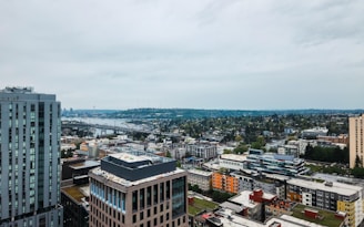 A view of a city from the top of a building