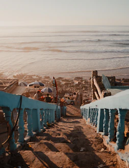 A set of stairs leading down to the beach