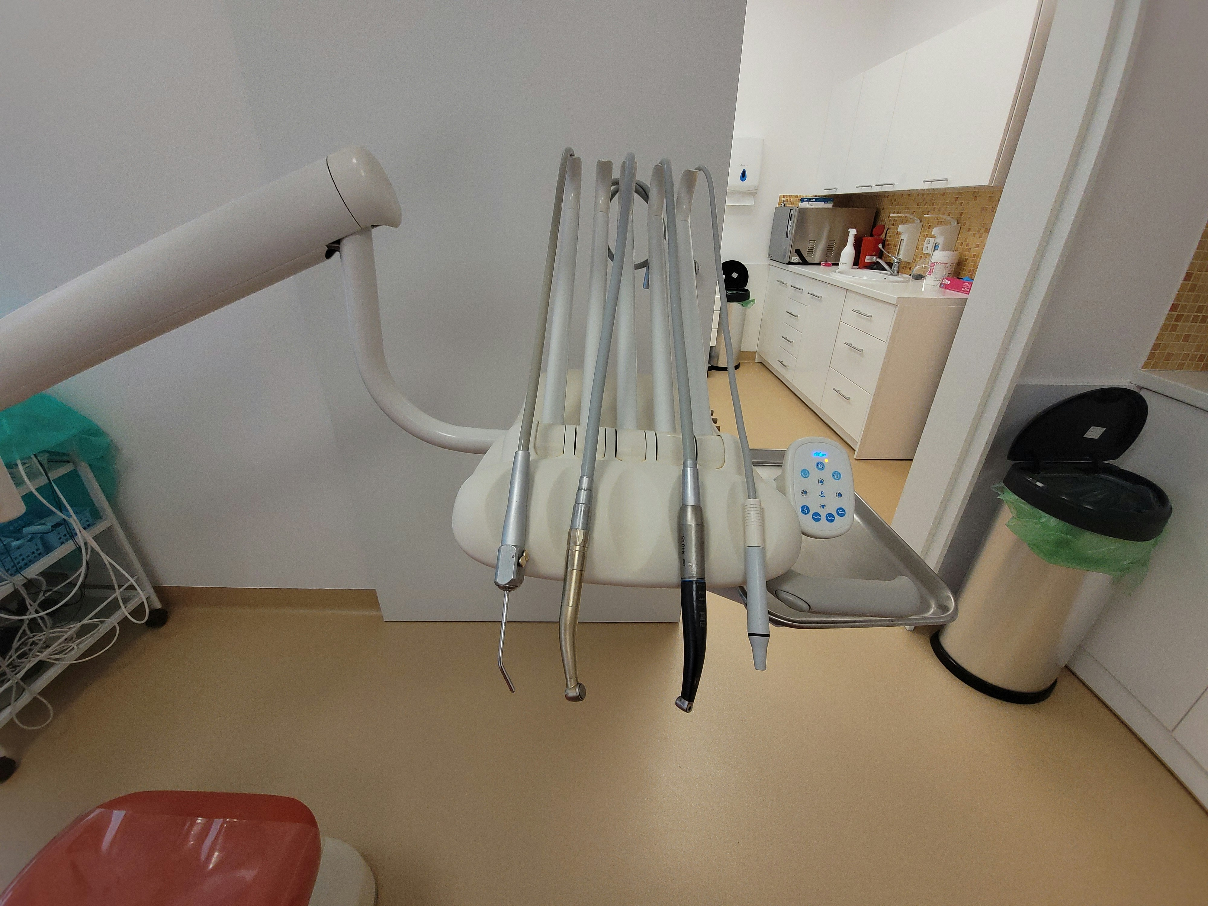 Close-up of dental tools and equipment used in modern dentistry