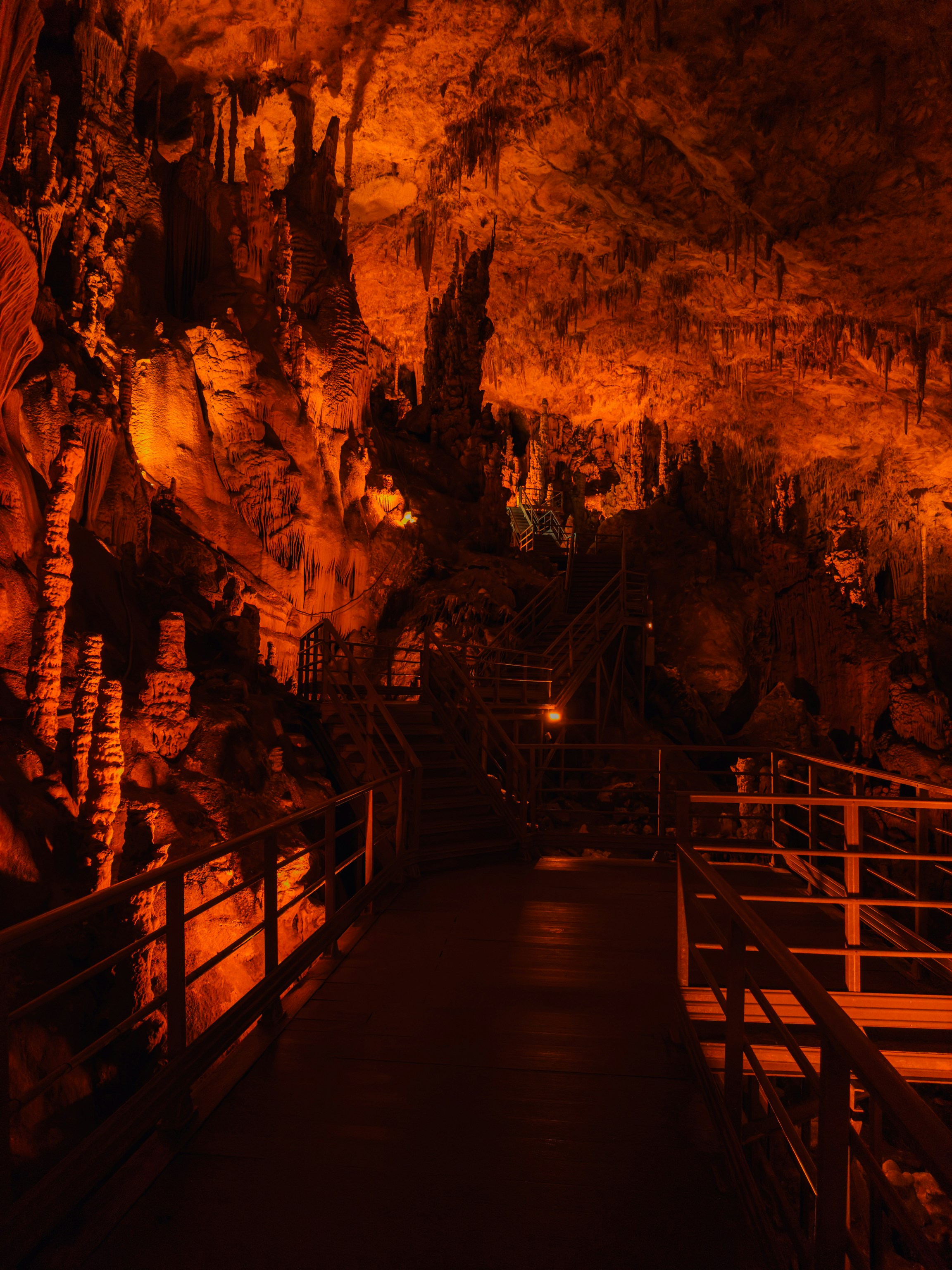 A walkway leading into a cave filled with caves
