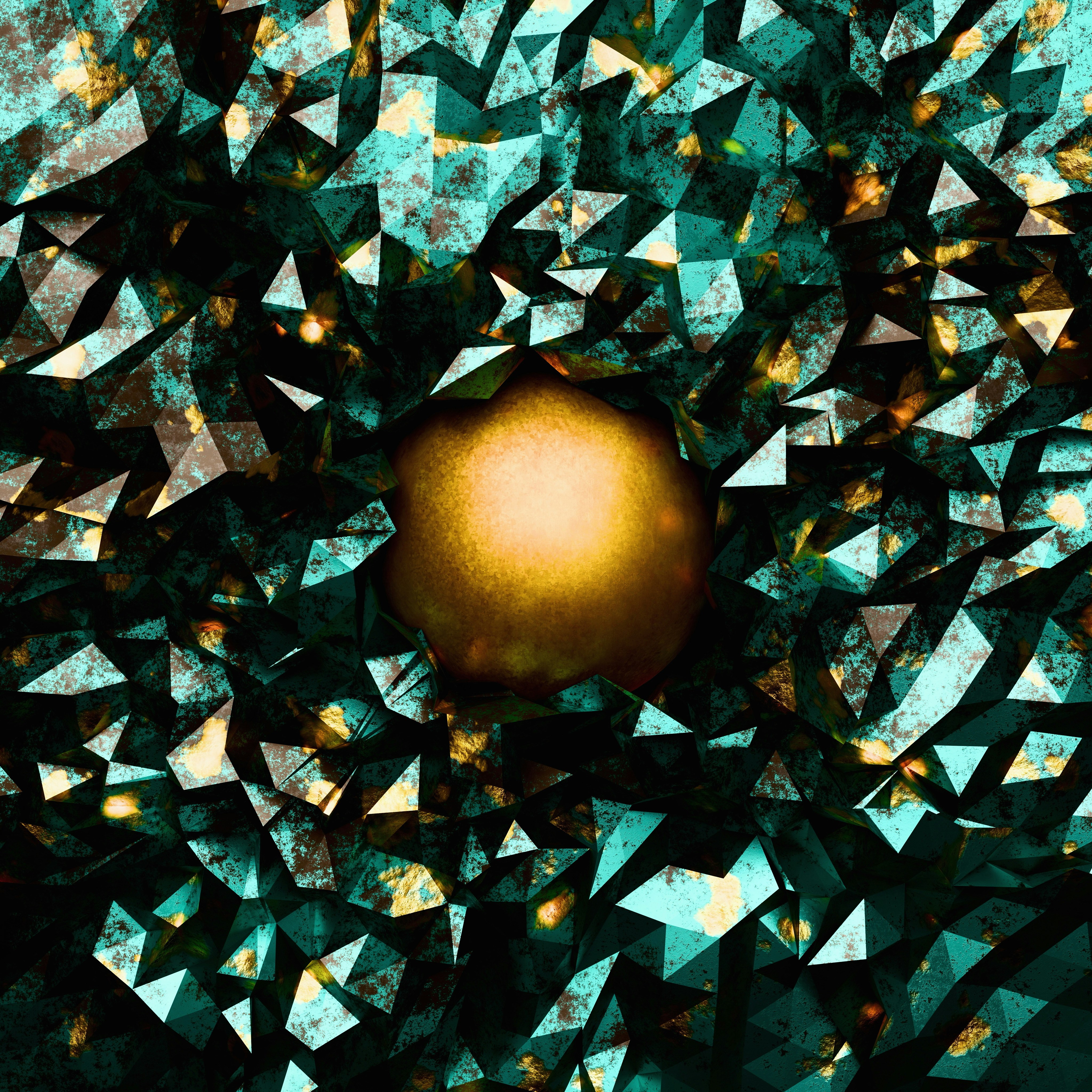 A computer generated image of a golden apple