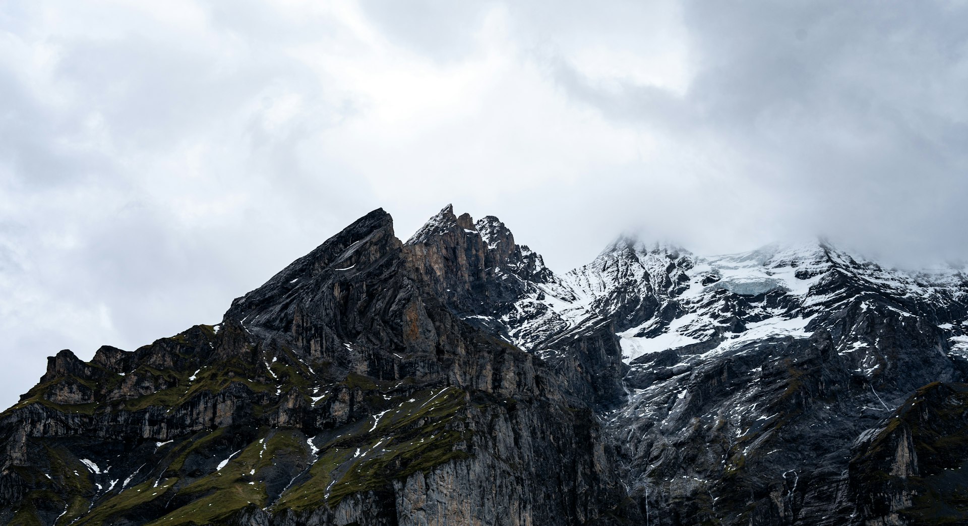 A large mountain with snow on top of it