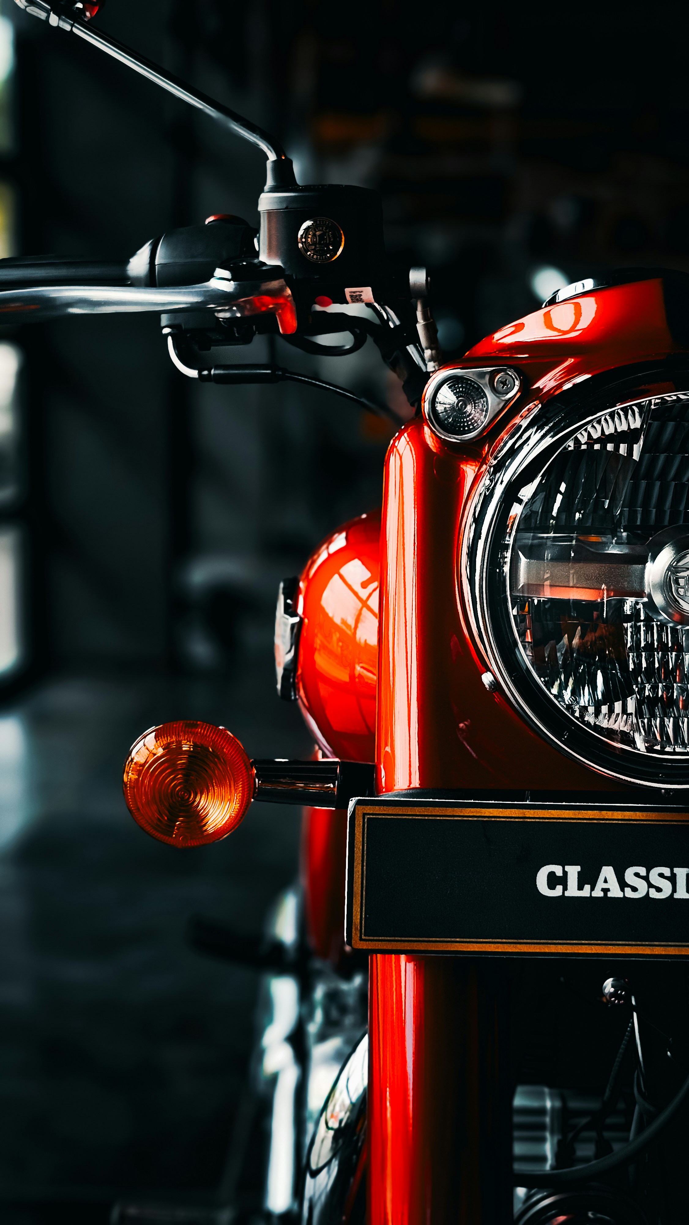 A close up of the front of a motorcycle