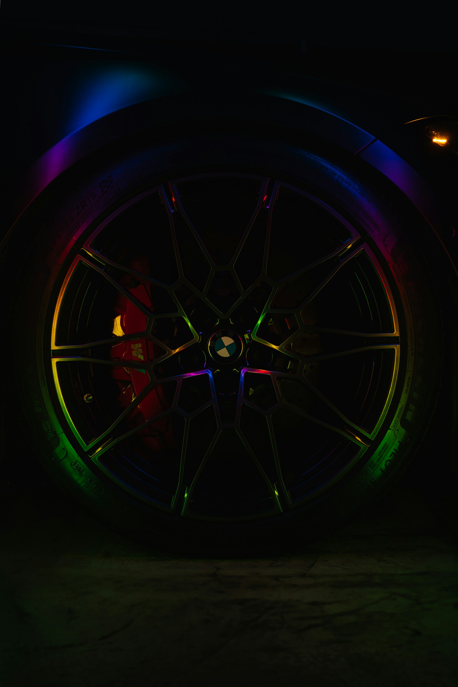 A close up of a wheel on a car