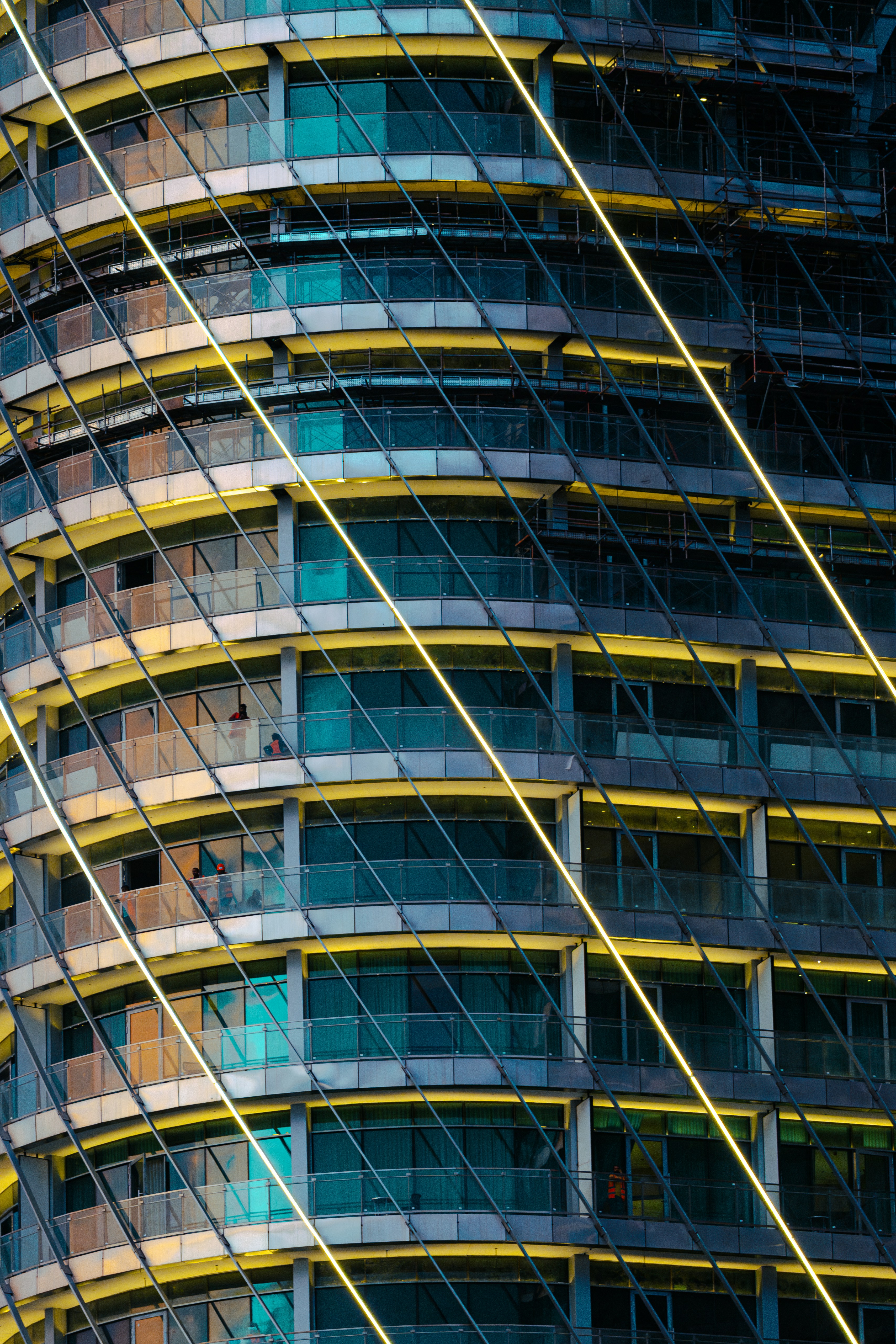 A very tall building with many windows on it