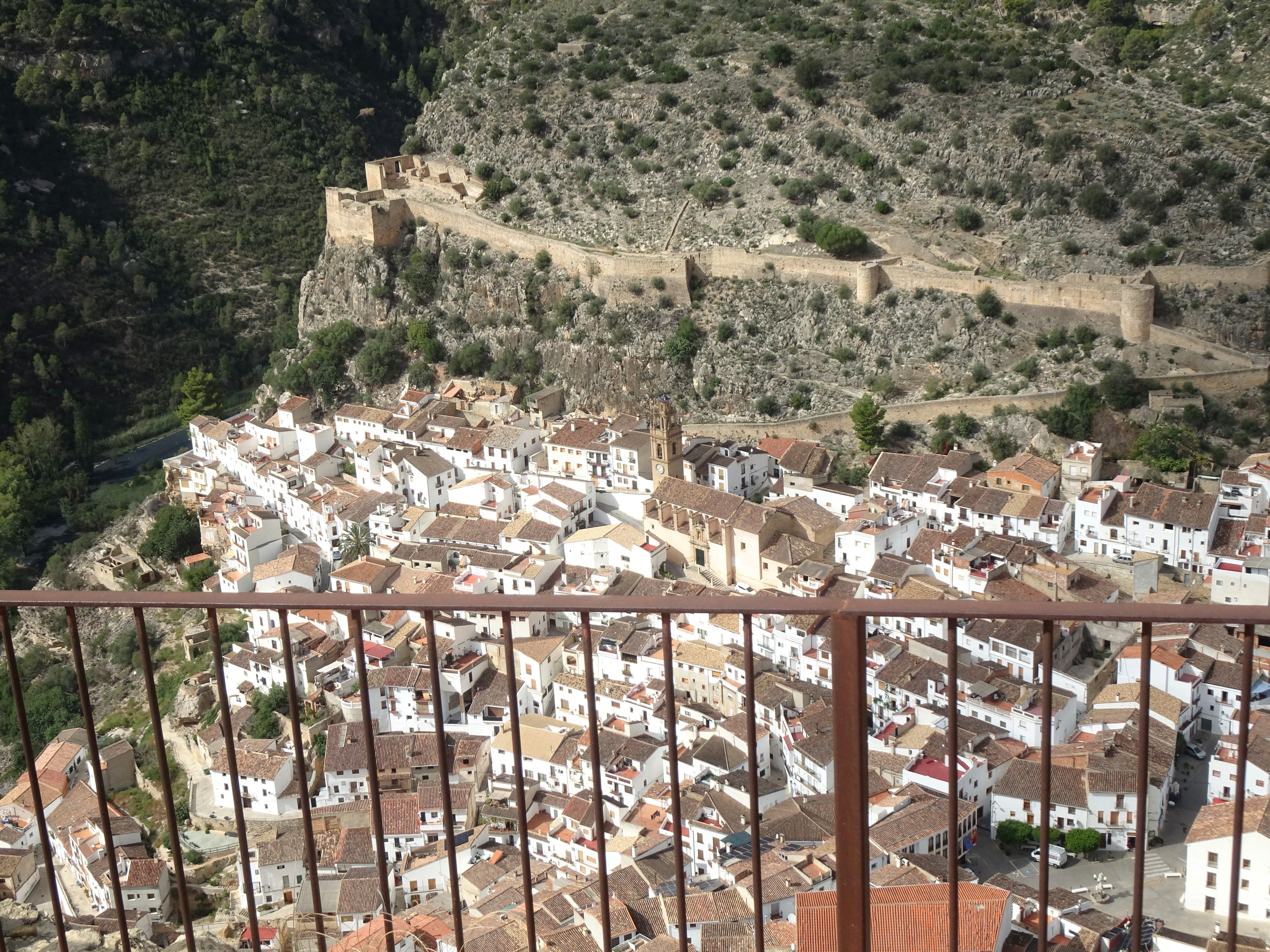 A view of a town from a balcony