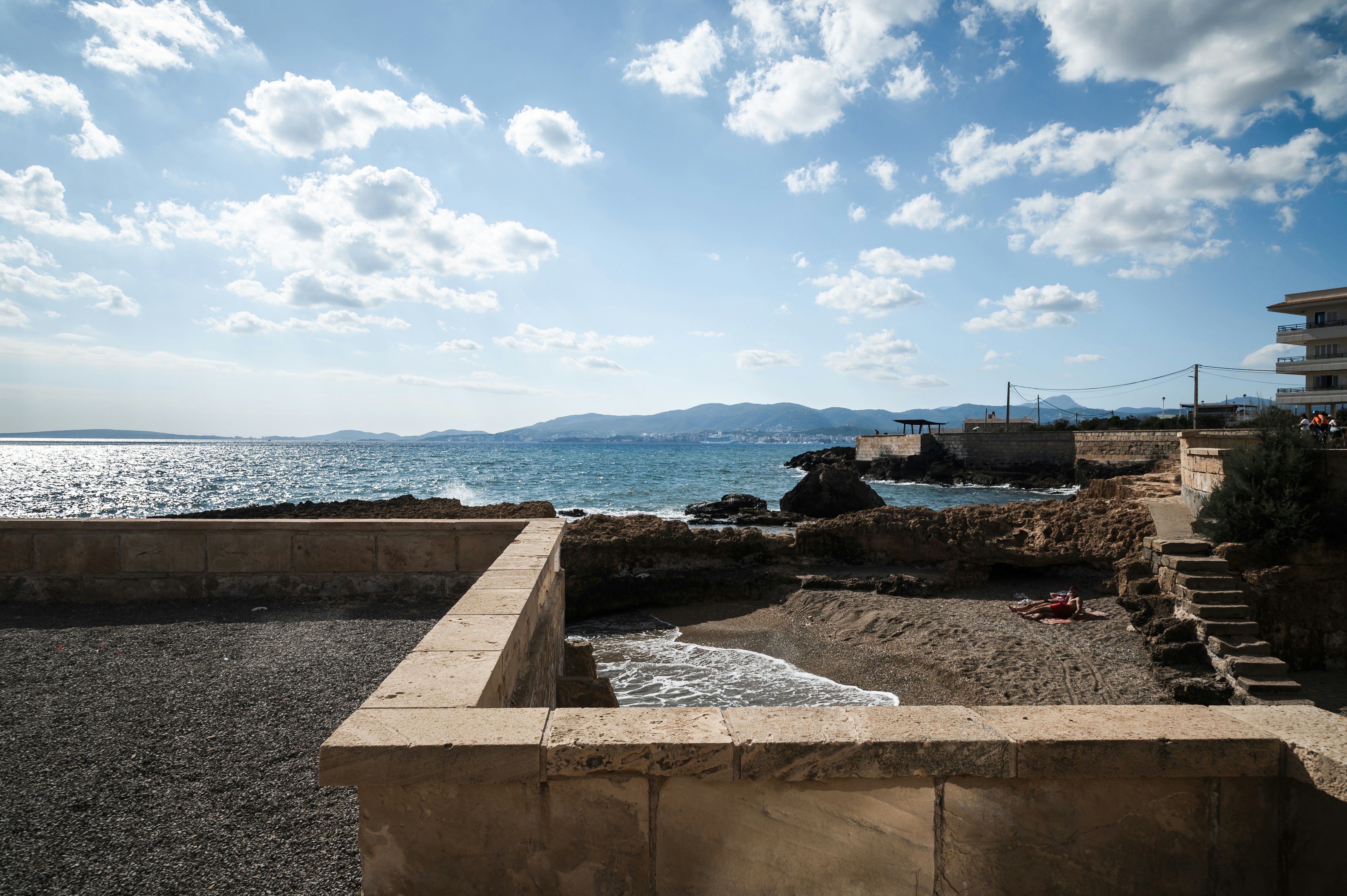 A view of a body of water from a building