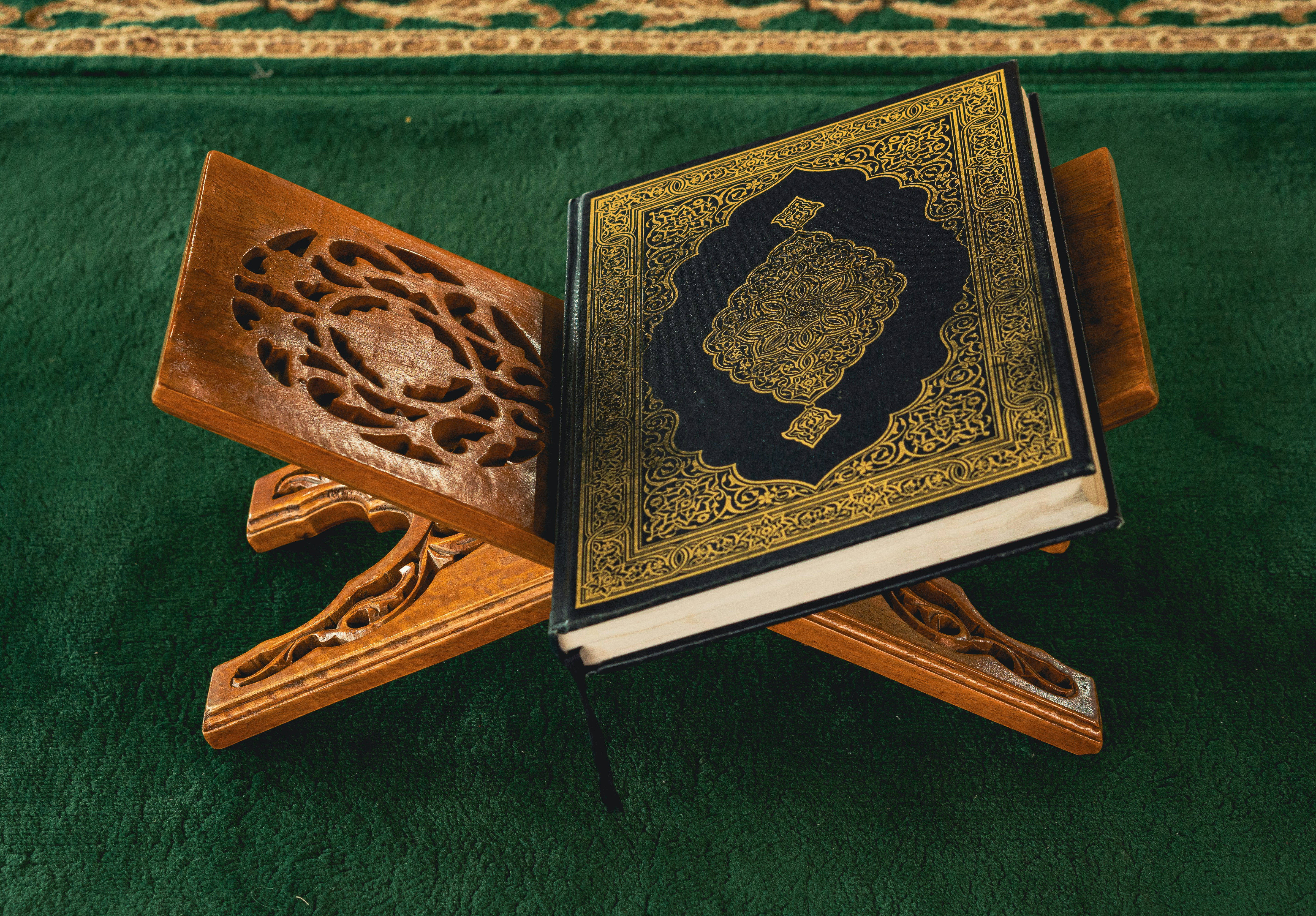 Quran behind view on the right.