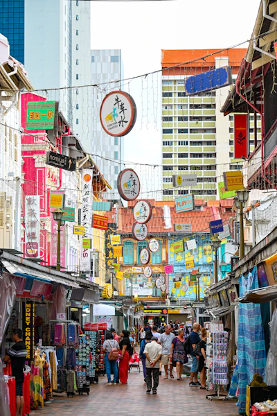 The mural-covered shopfronts of Haji Lane, Kampong Glam