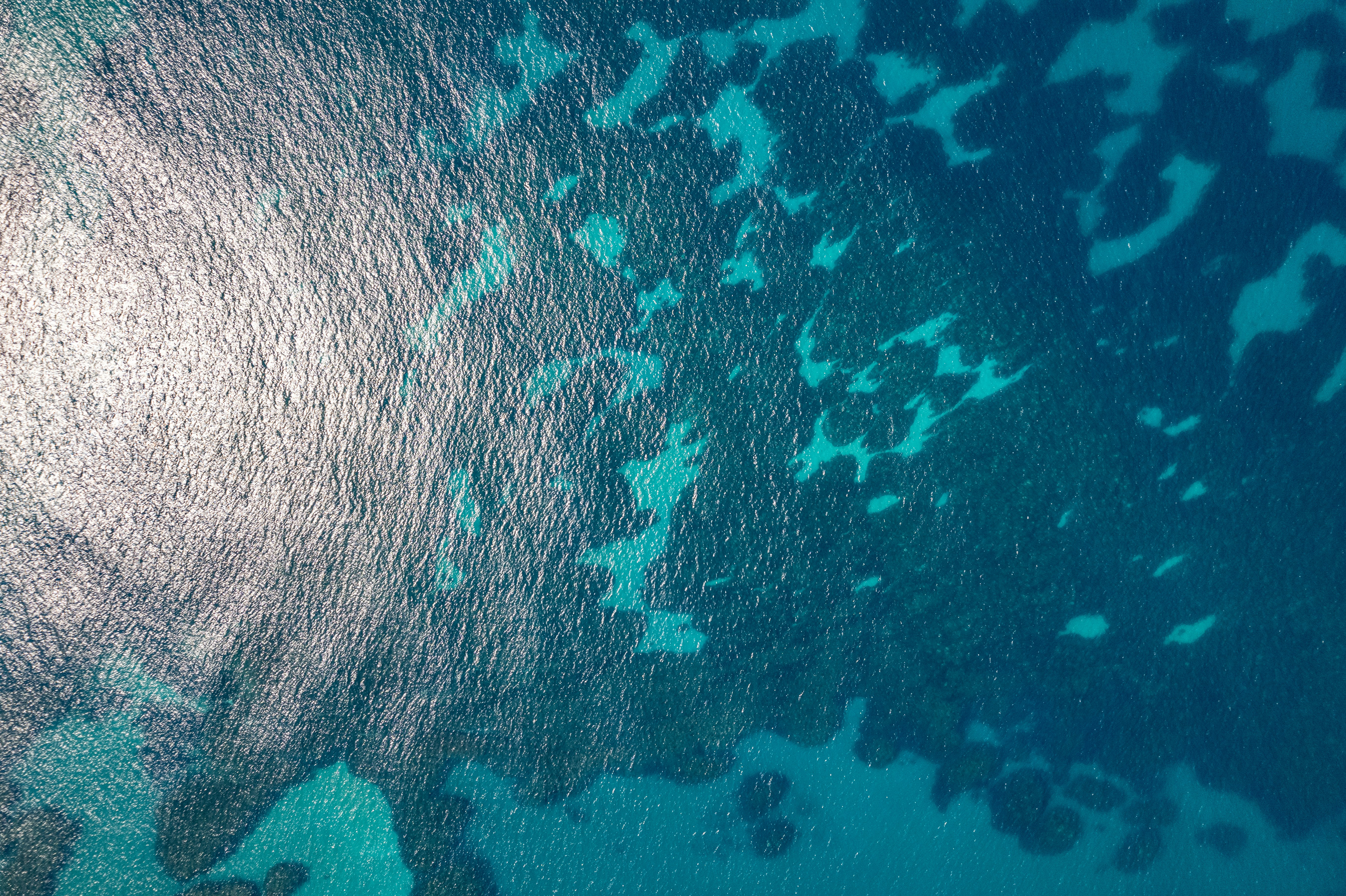 Aerial view of Exuma Bahamas turquoise shallow water with sandy beaches