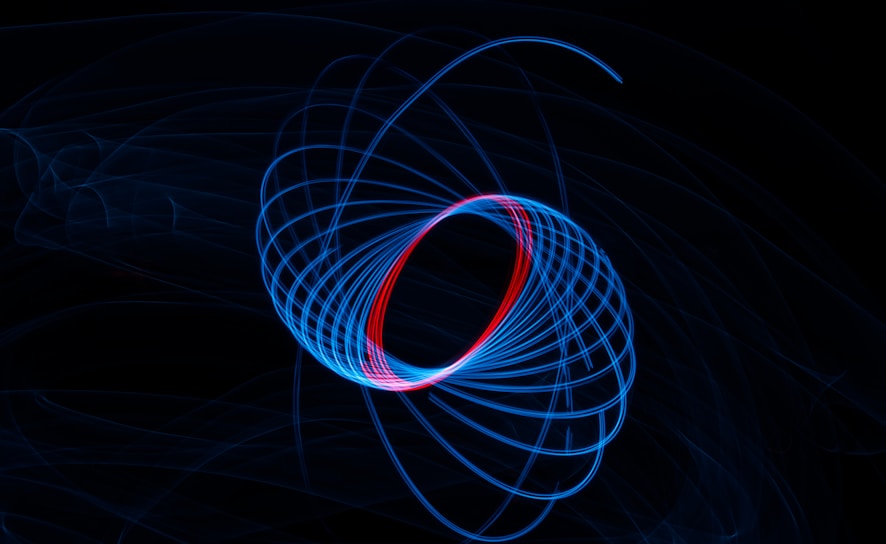 A blurry photo of a red and blue object