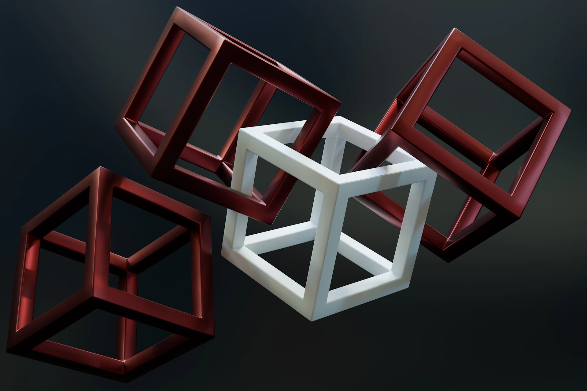 A group of three dimensional objects sitting on top of each other