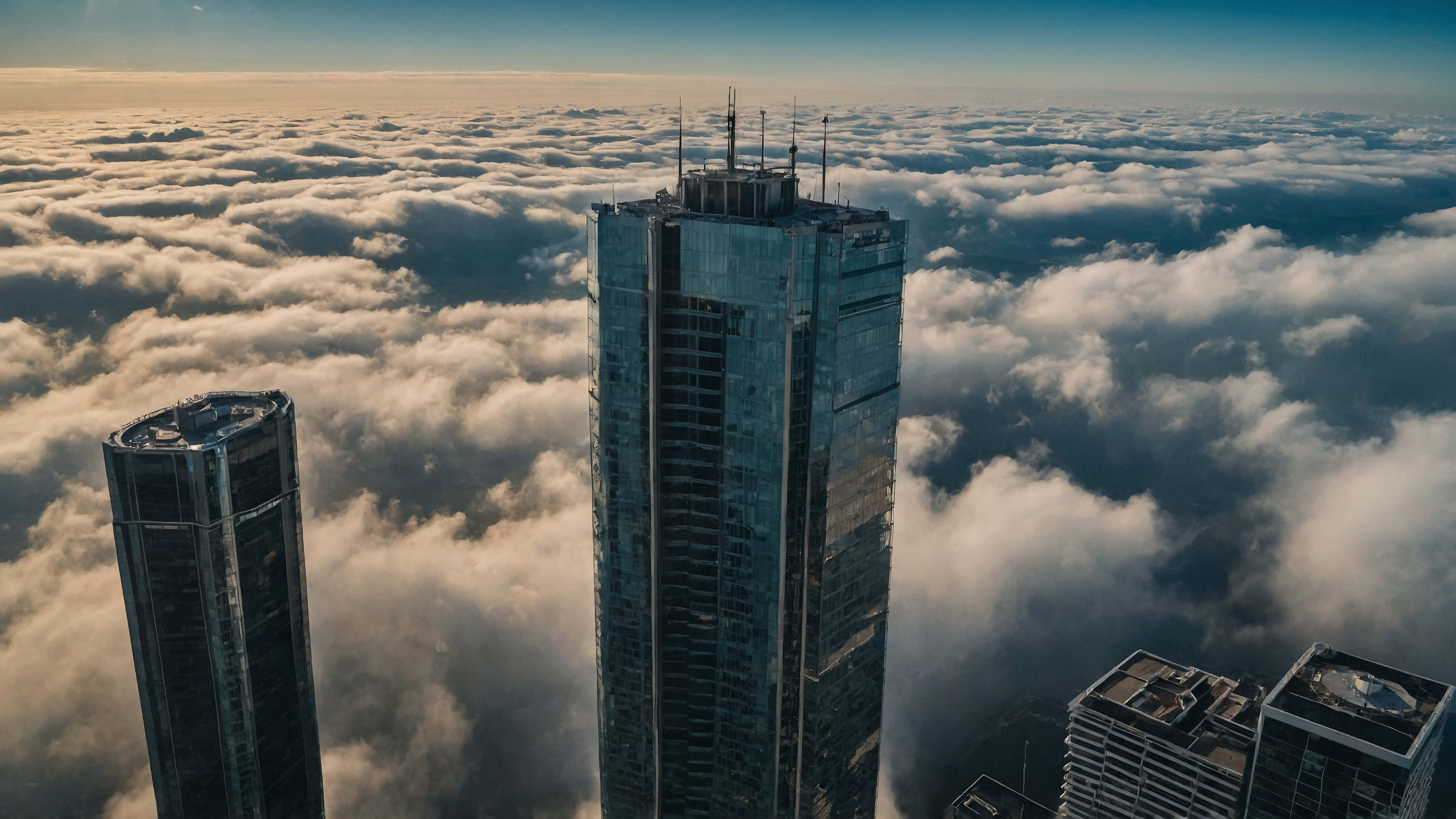 A picture of a city in the clouds