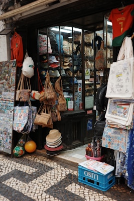 A store with a lot of bags on display
