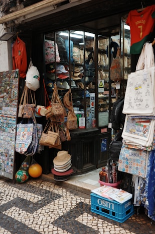 A store with a lot of bags on display