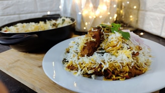 A plate of food on a wooden table