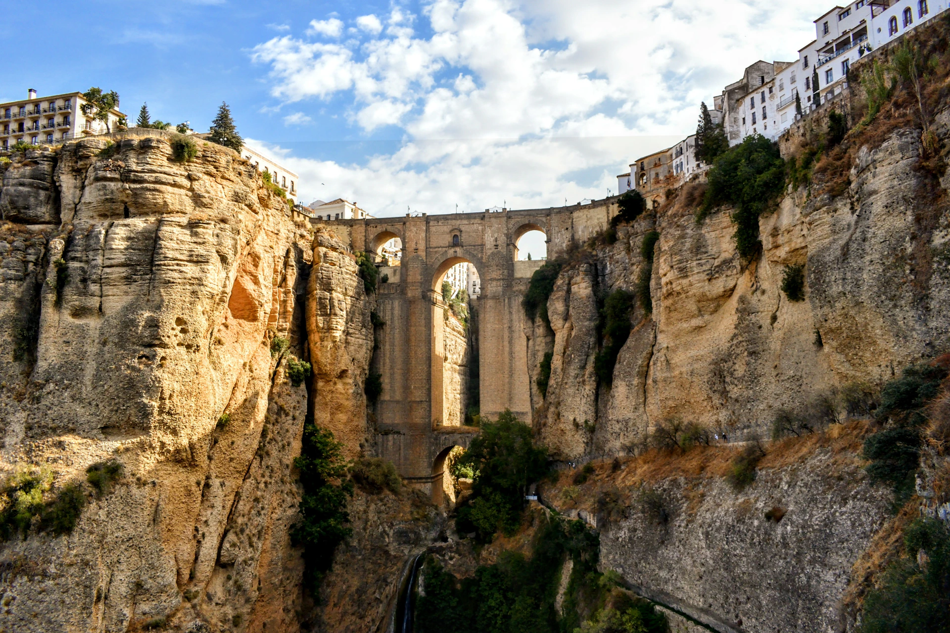 A view of a bridge over a canyon