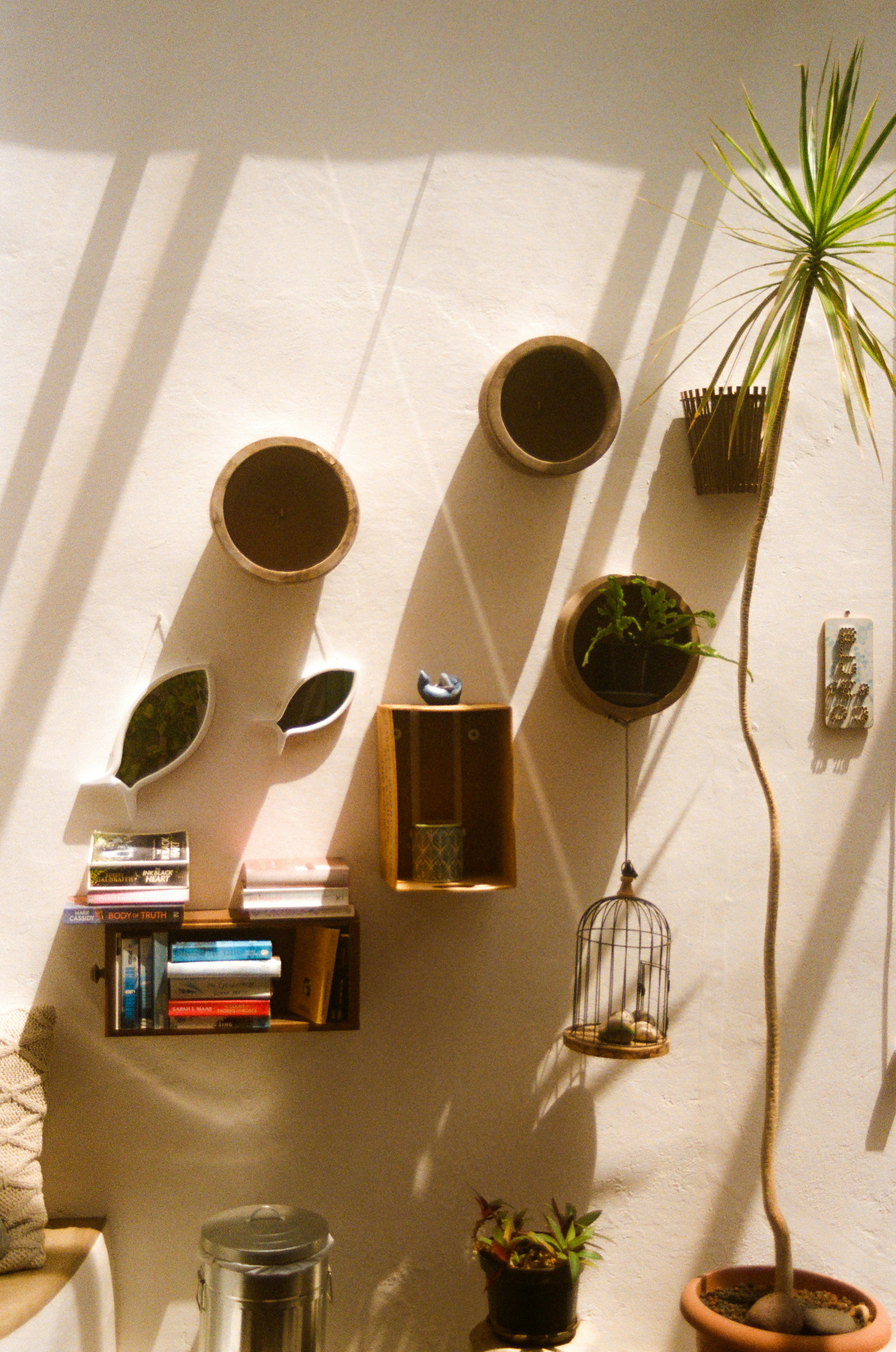 Indoor space with creatively arranged rectangular planters