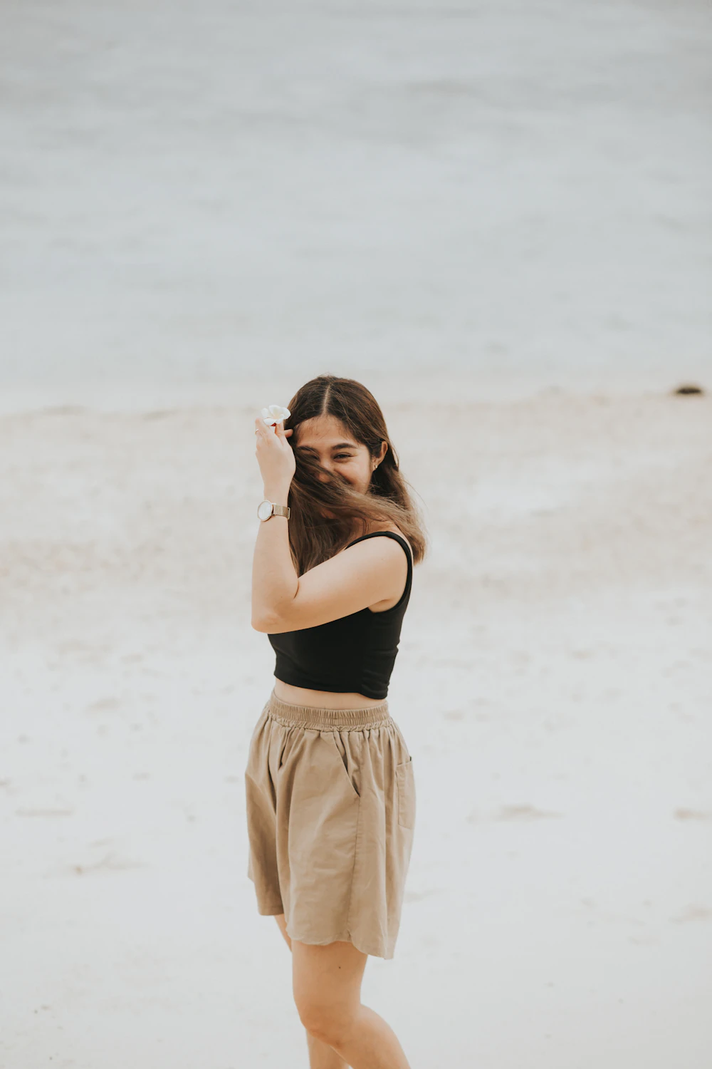 Beige Linen Shorts