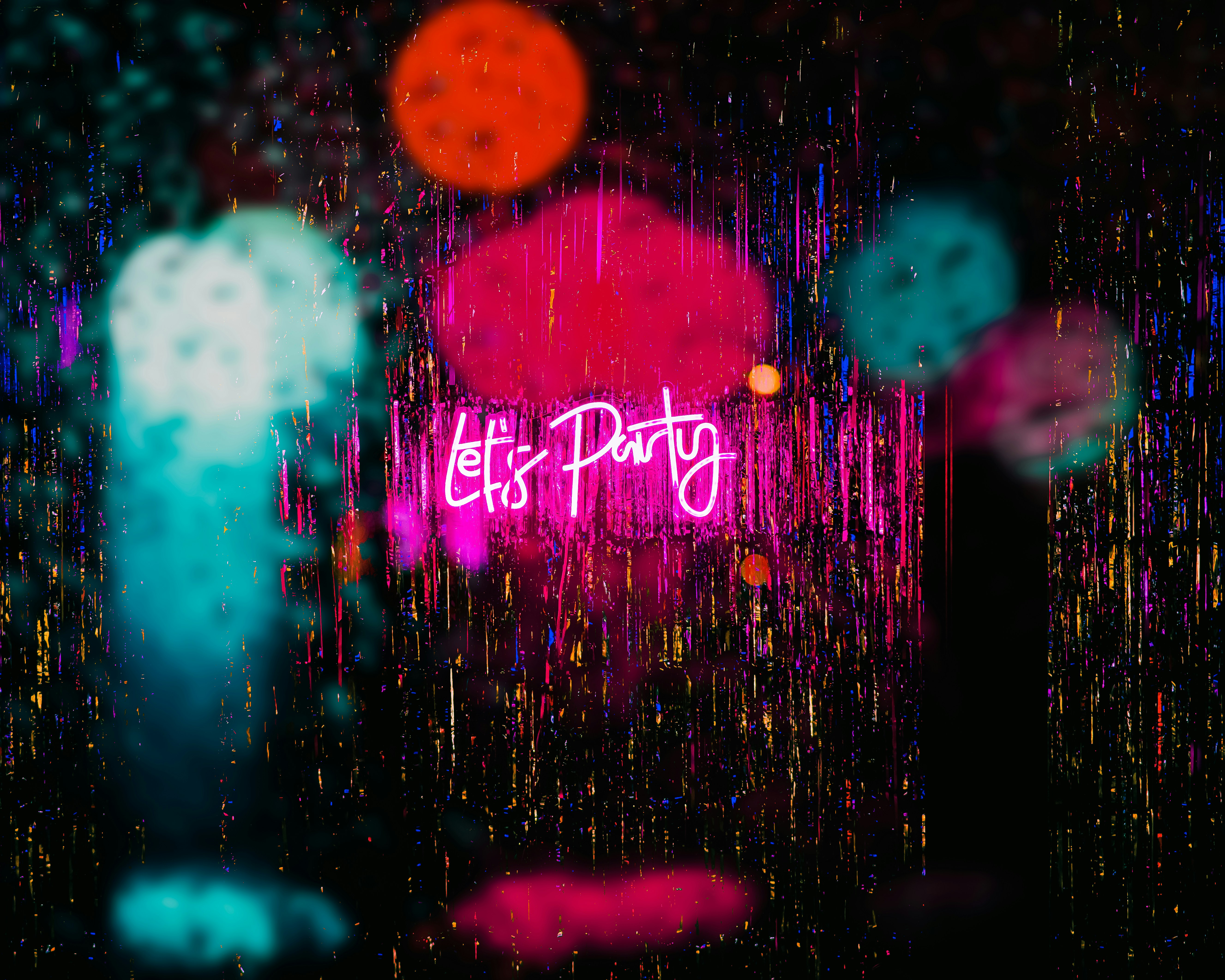 A neon sign that says let's party on it