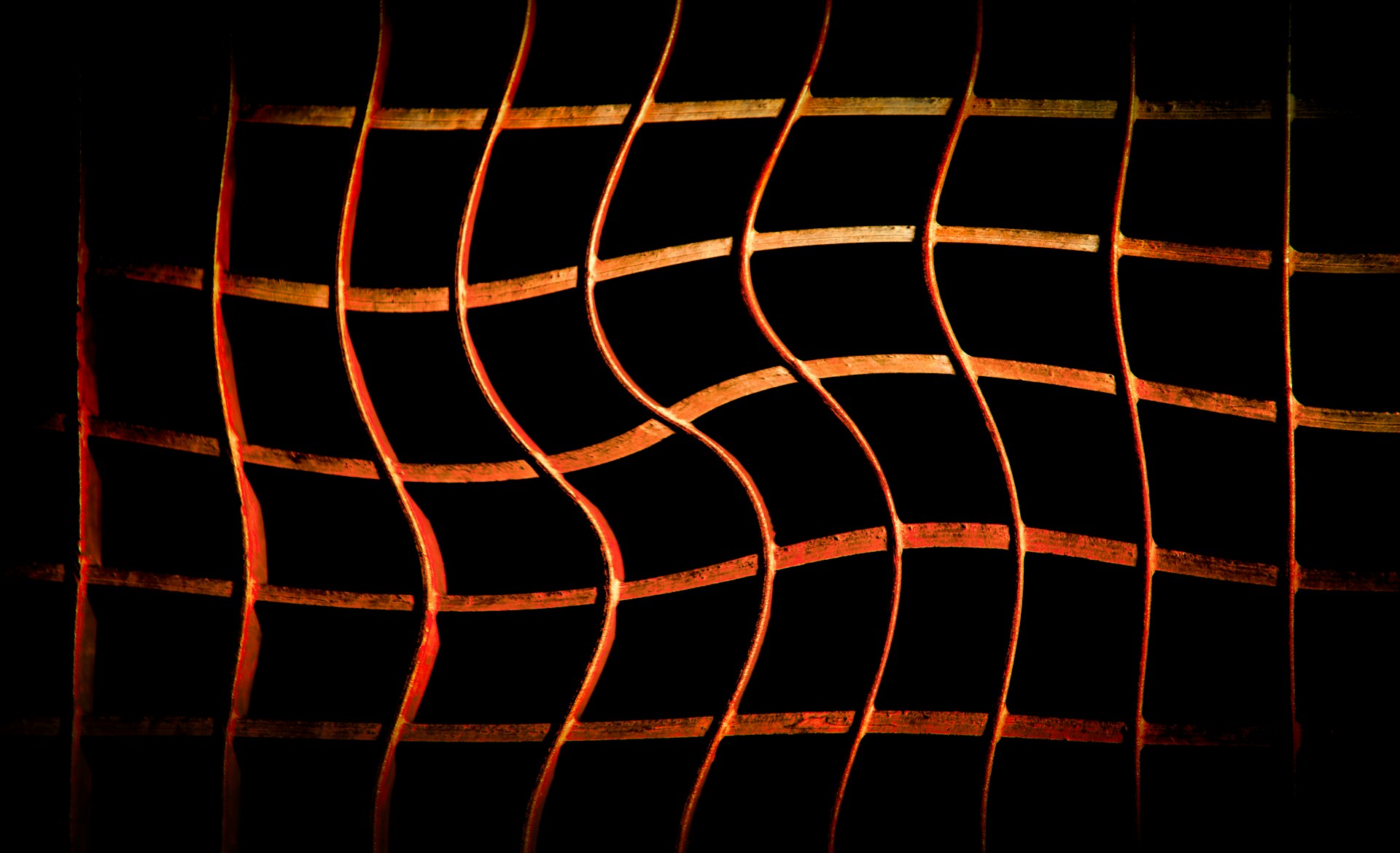 A blurry image of a building in the dark