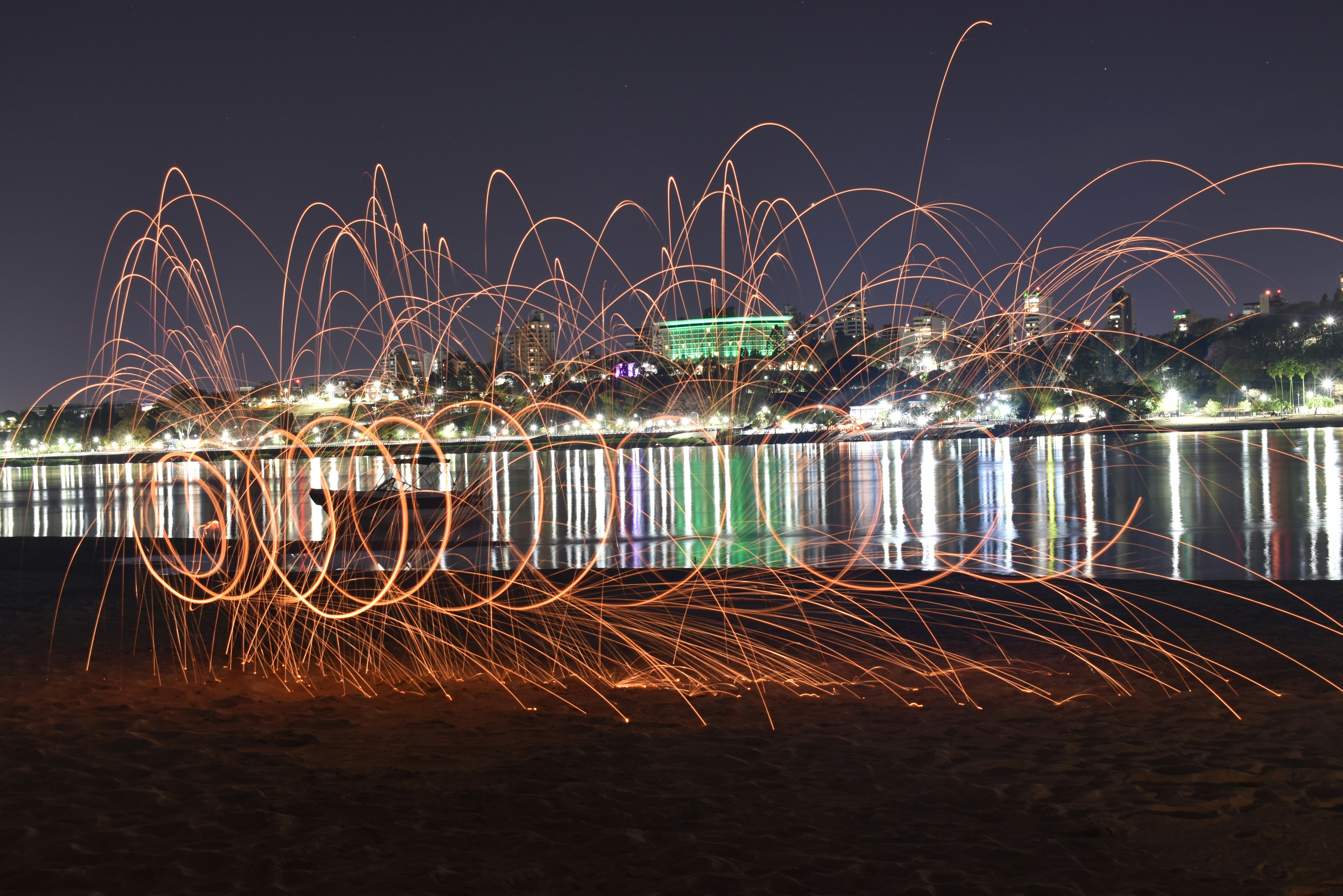 A long exposure photo of a city at night