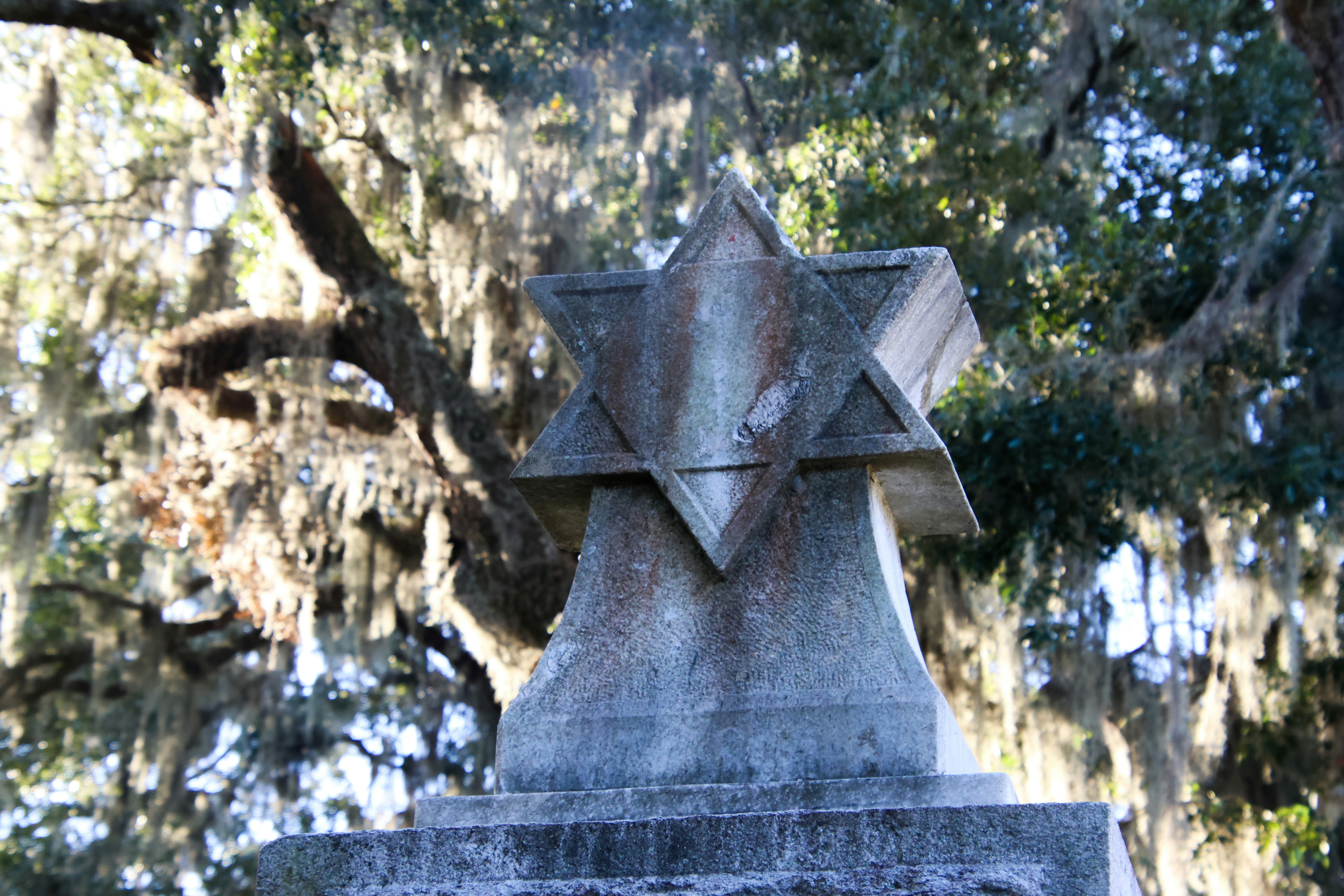 A star of david on top of a grave