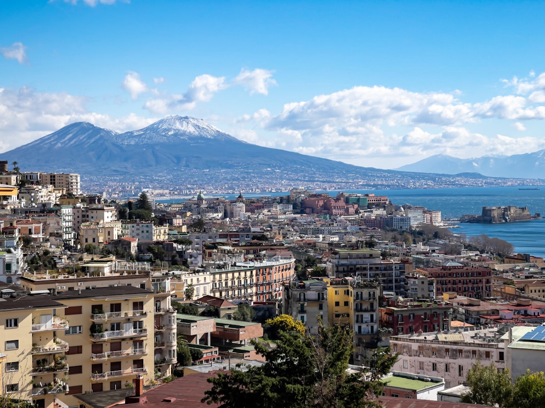 Naples - View over Naples and the Bay of Naples with Mount Vesuvius in the background