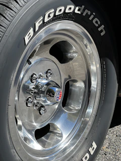 A close up of a tire on a truck
