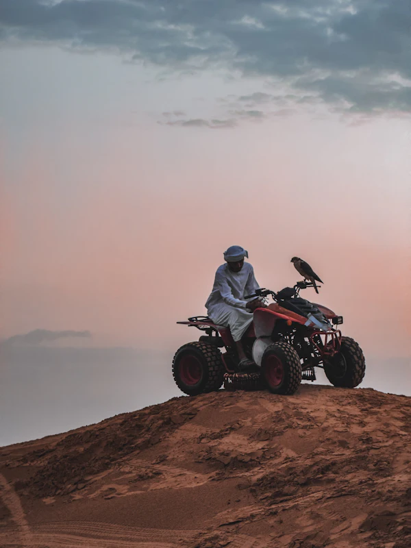 Rider on an off-road vehicle in the desert