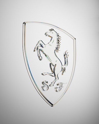 A glass shield with a horse on it
