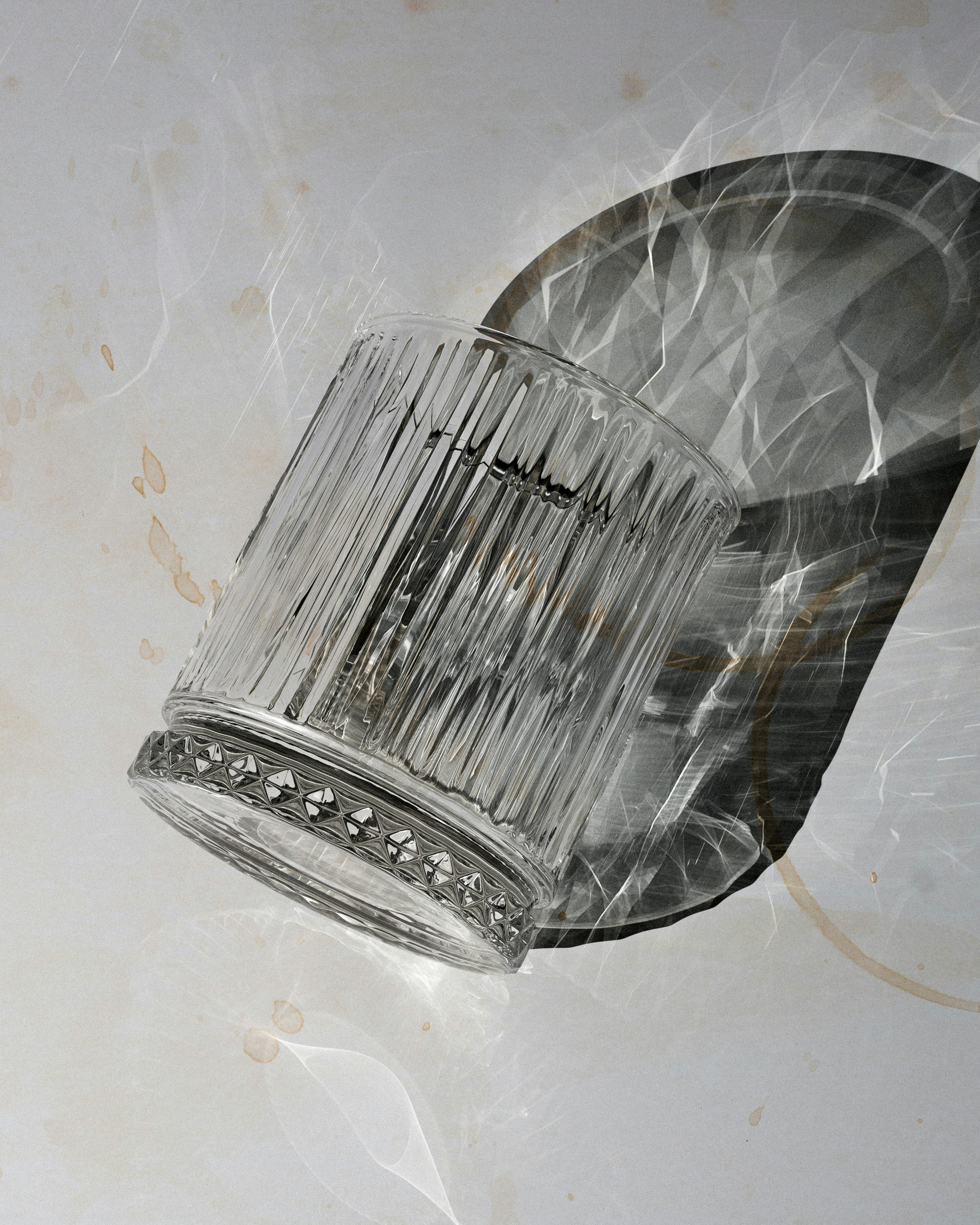 A close up of a glass object on a table