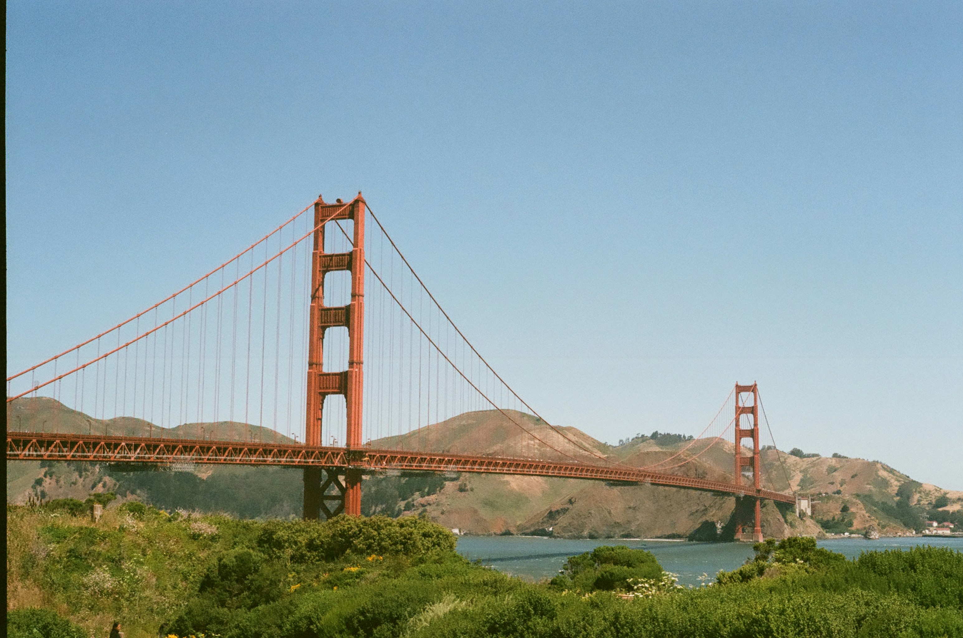 A view of the golden gate bridge from across the water