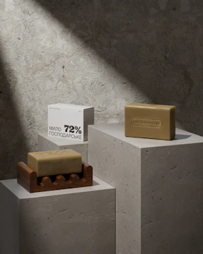 A light shines on two blocks of concrete