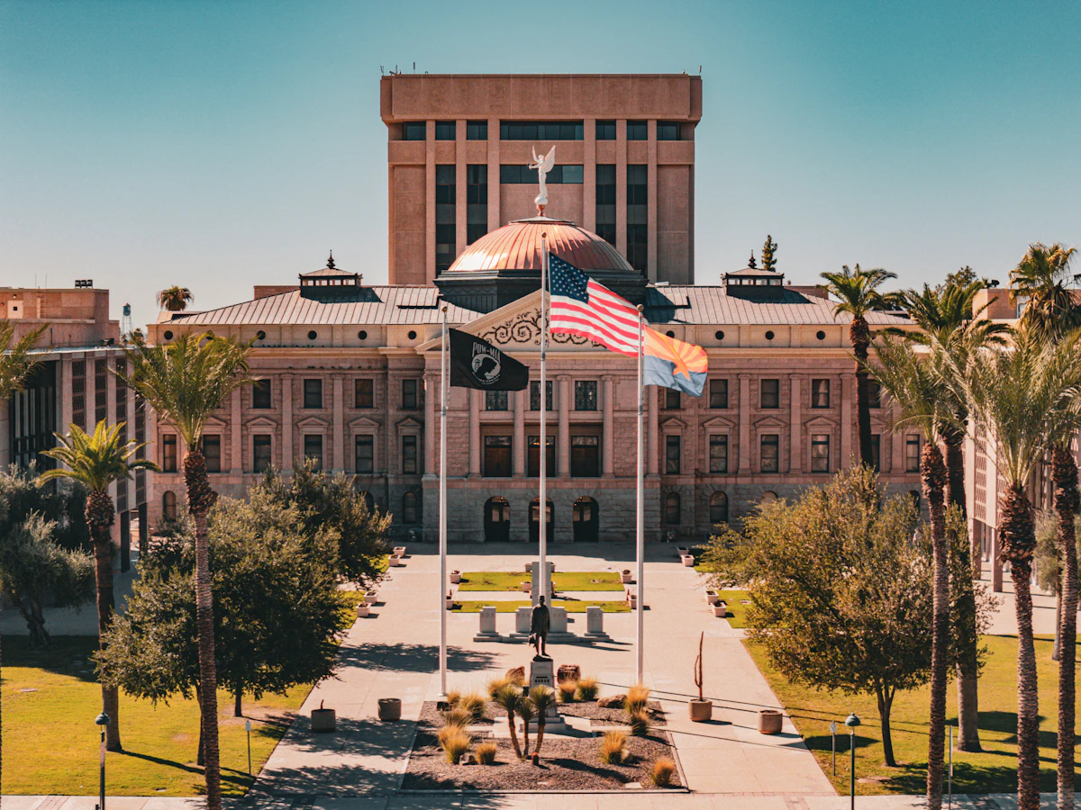 The Arizona State Capitol building in Phoenix, a setting for public participation.