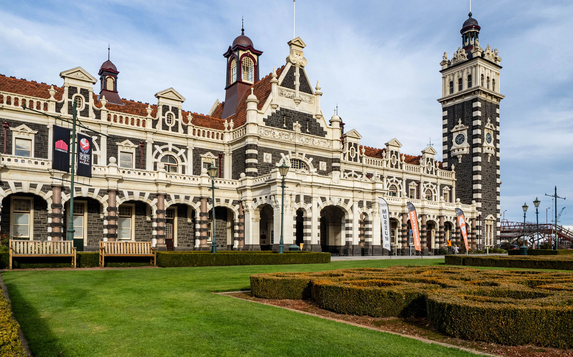 A large building with a clock tower on top of it