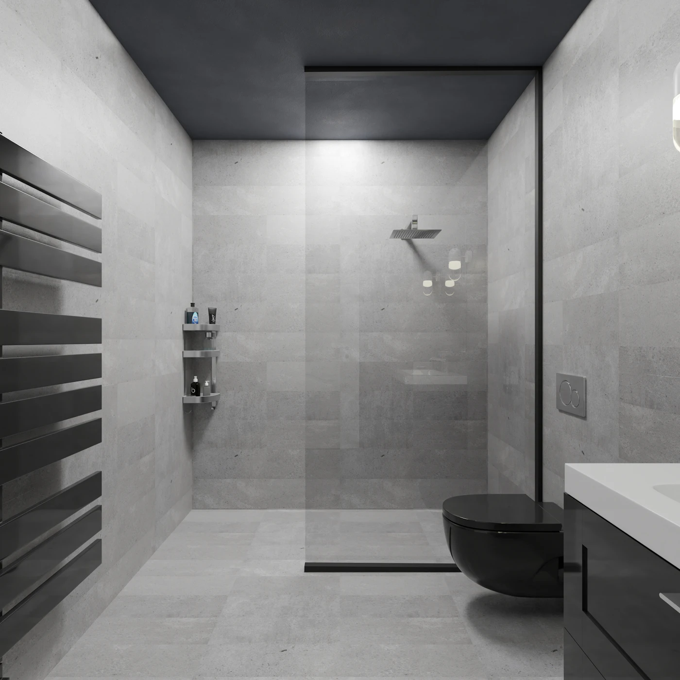 Walk-in tile shower