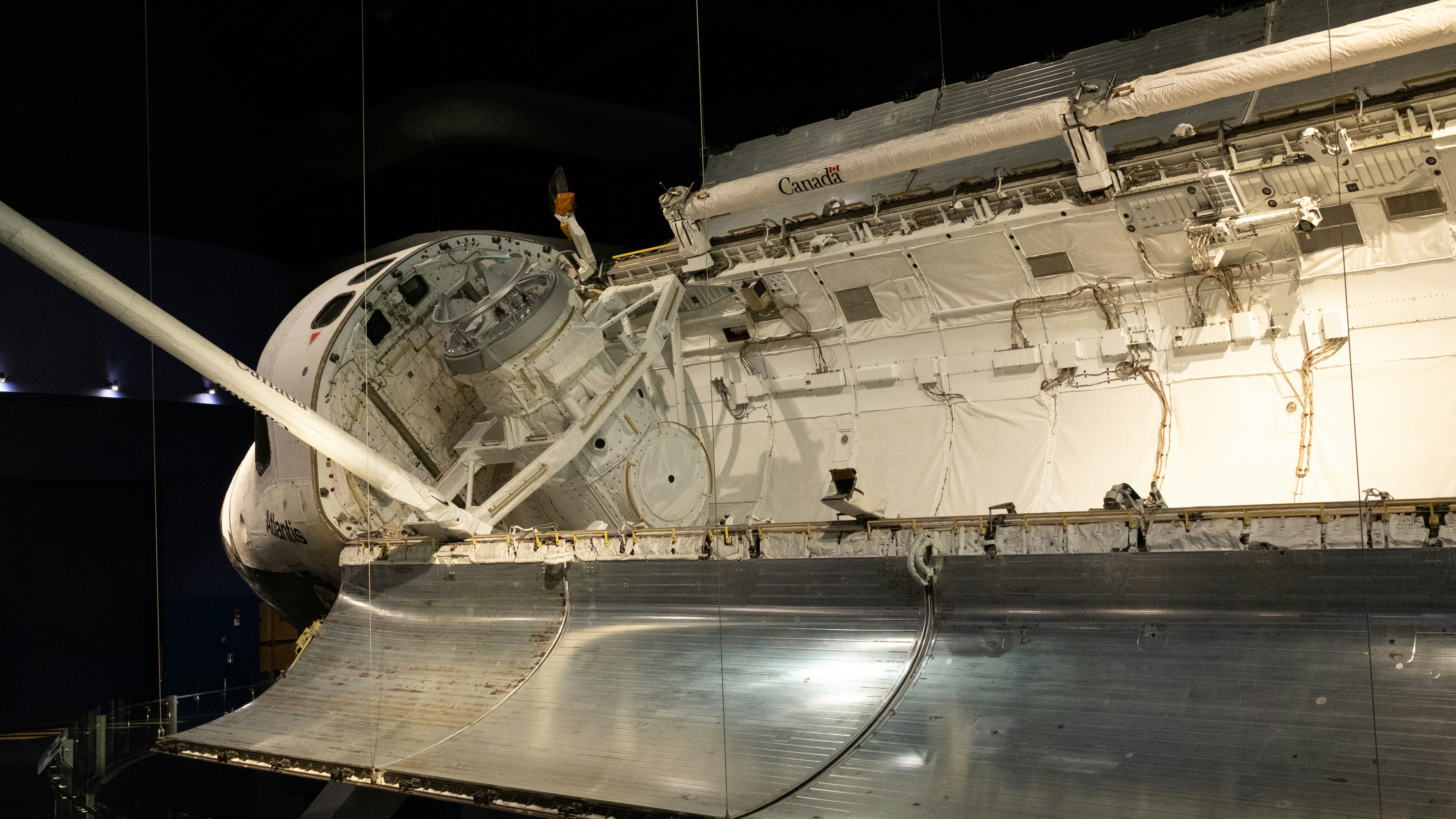 A large metal object on display in a museum