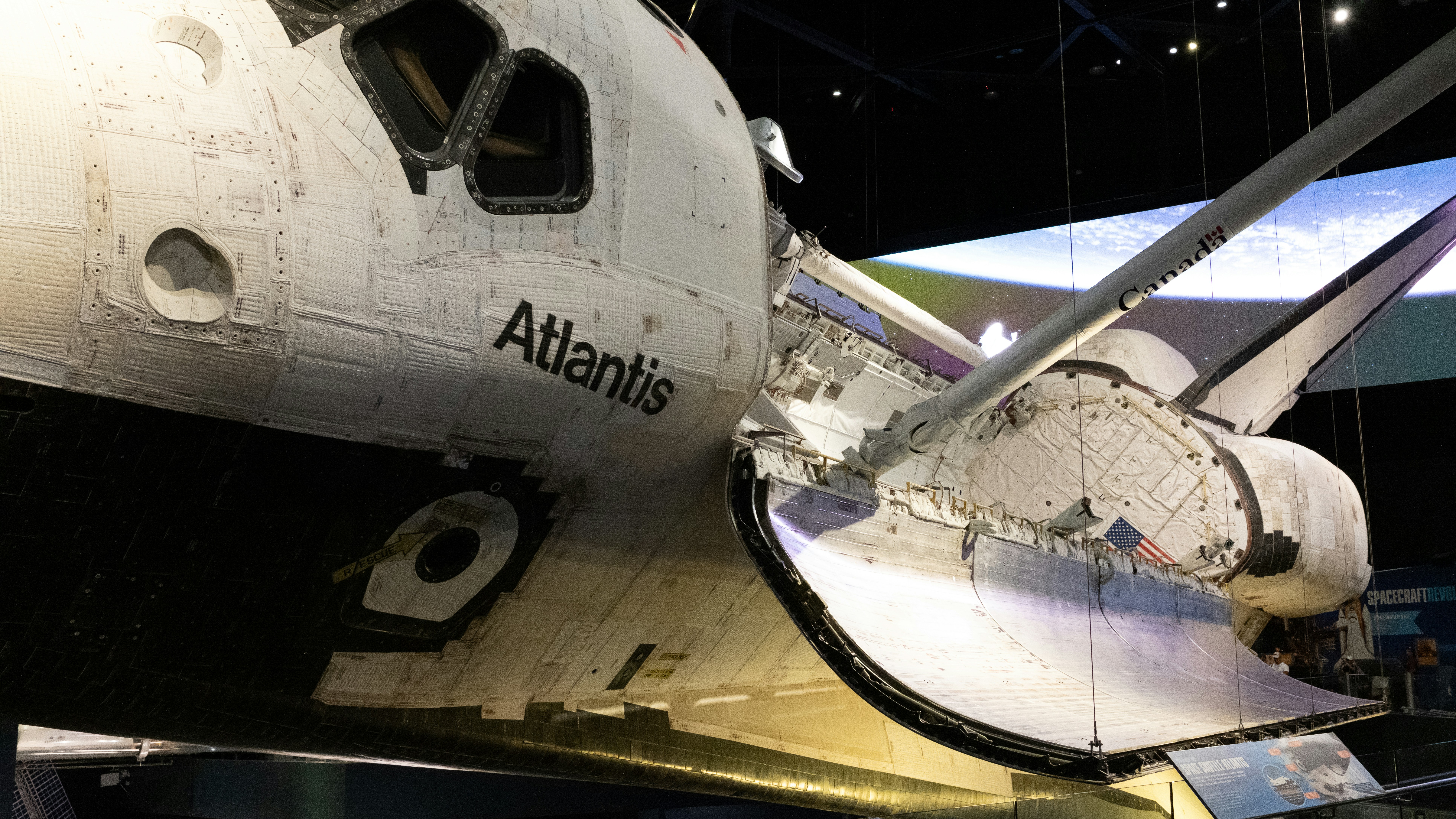 The space shuttle is on display at the museum