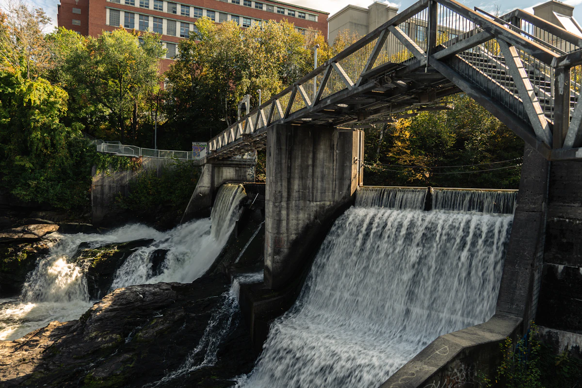 Bridge over a waterfall in Sherbrooke